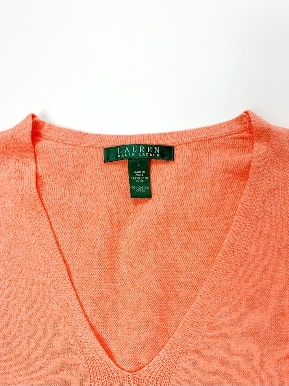 Ralph Lauren Coral V Neck Sweater 100% Cotton NWOT Lightweight Preppy Pullover - Picture 12 of 13